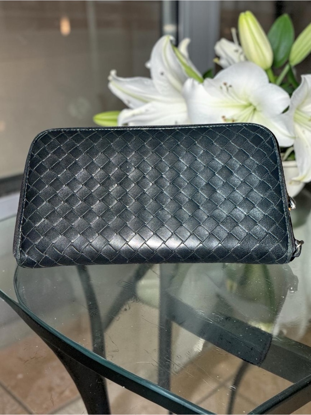 Bottega Veneta Intrecciato Leather Zip-Around Wallet w unbranded wristlet